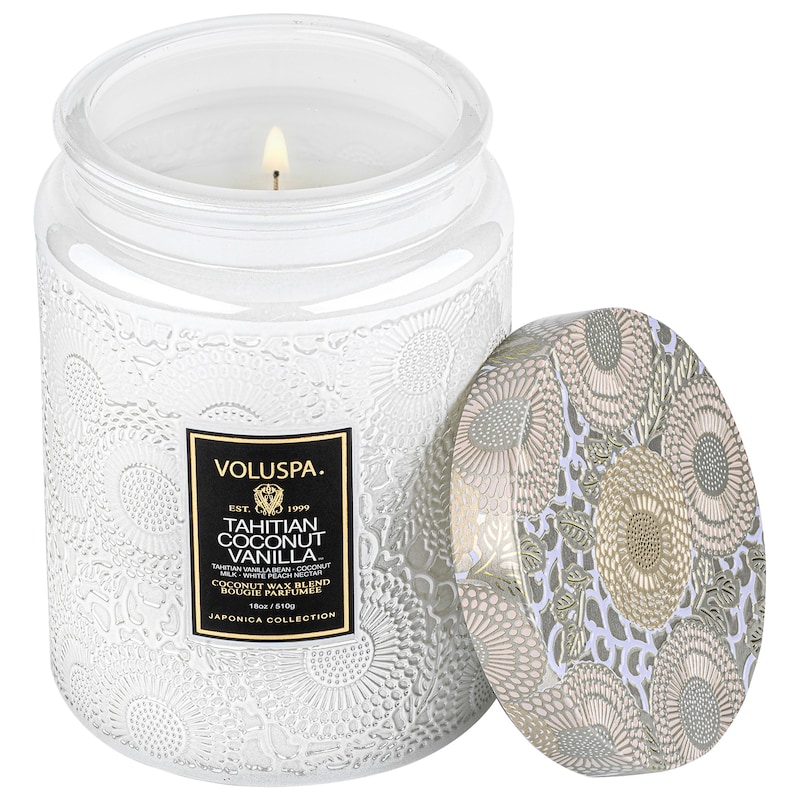 Tahitian Coconut Vanilla Glass Jar Candle