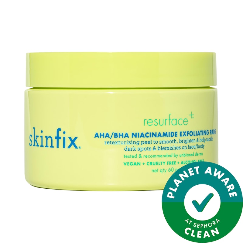 Resurface+ AHA/BHA Niacinamide Exfoliating Pads for Face and Targeted Body