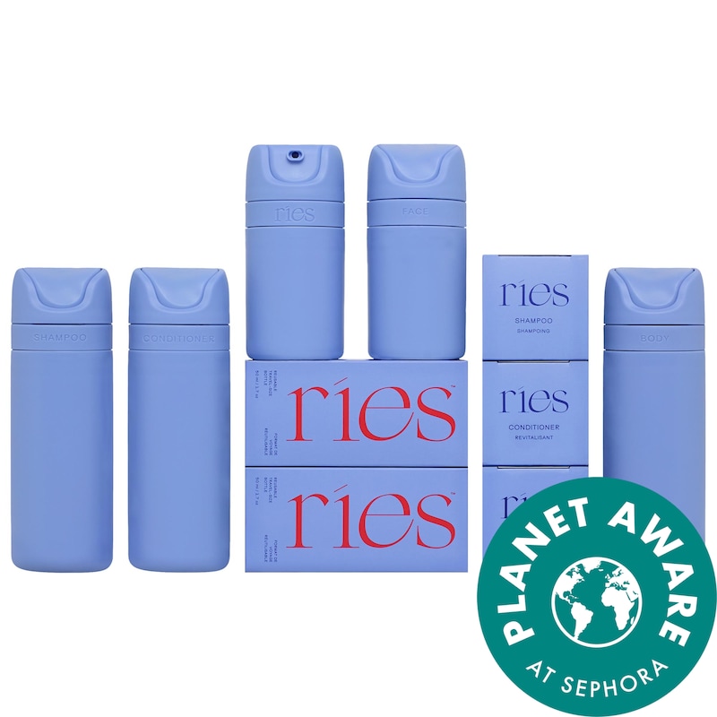 The Essential Refillable Travel Container Set in Blue