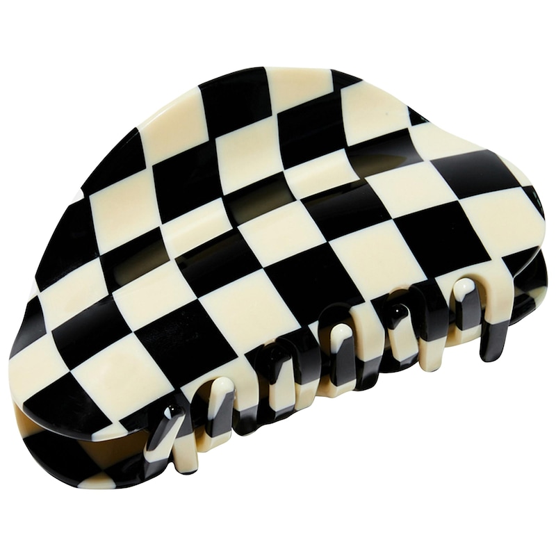 Medium Checker Hair Claw Clip in Black + White
