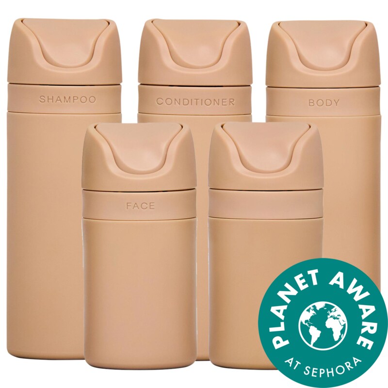 The Essential Refillable Travel Container Set in Sand