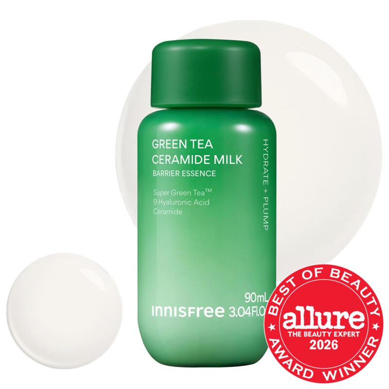 Mini Korean Jeju Green Tea Ceramide Refillable Milk Toner with Hyaluronic Acid for Hydration + Barrier Repair