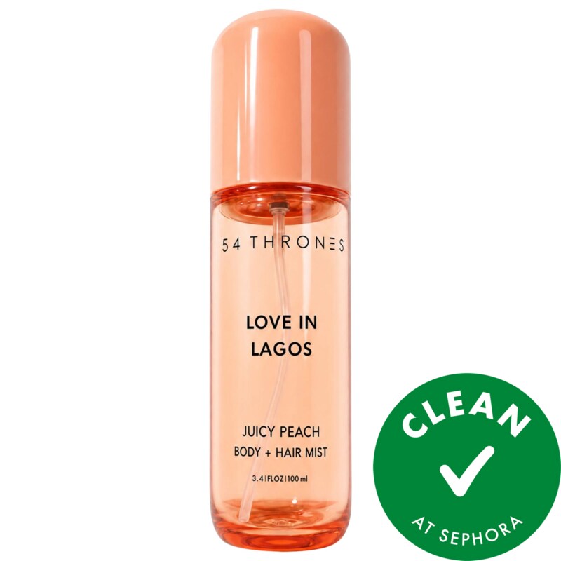 54 THRONES Love In Lagos Juicy Peach Body & Hair Perfume Mist Spray