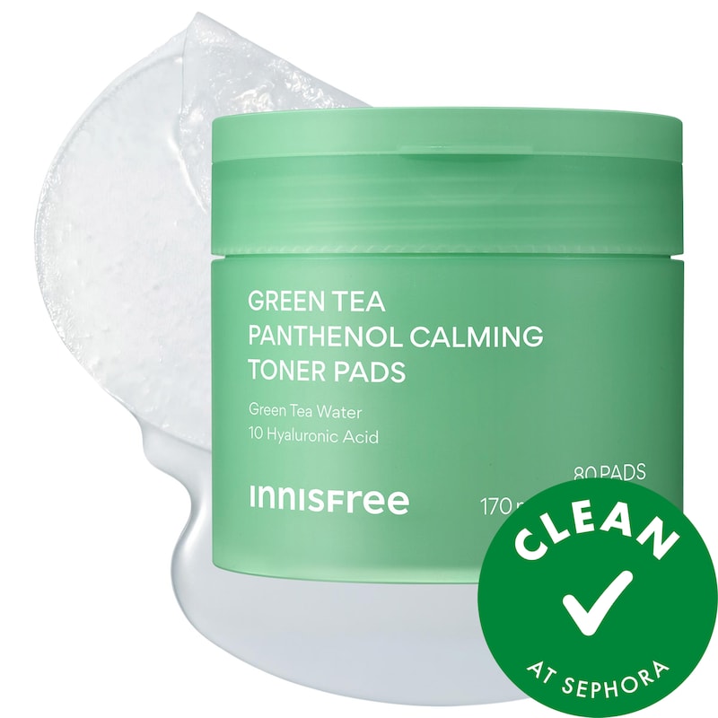 Green Tea Korean Cooling Toner Pads with Hyaluronic Acid + Panthenol