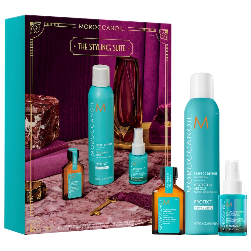 Perfect Defense Heat Protectant + Mini Moroccanoil Treatment Hair Oil & Leave-In Conditioner Set