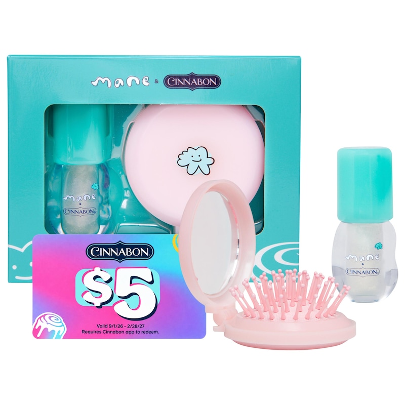 Mane x Cinnabon Lip Gloss and Hair Brush Set