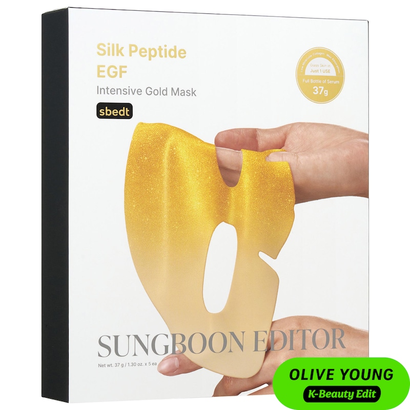 Silk Peptide EGF Intensive Collagen 24K Gold Mask 5-Pack with 31 Peptides & Collagen for Firming & Hydration
