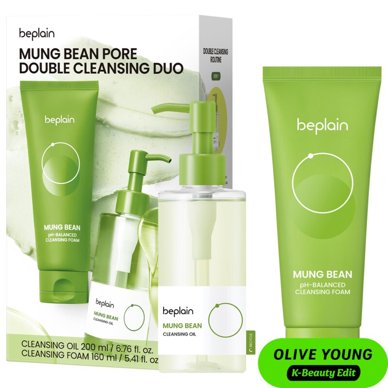MUNG BEAN PORE DOUBLE CLEANSING DUO Double Cleanse Set – Refreshing Cleansing Oil and Foaming Cleanser for Makeup Removal, Pore Care & Deep Cleansing